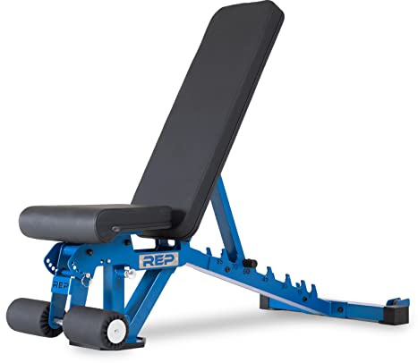 REP Foldable Incline Decline Bench | FID Platform for Home Gym | Compact Portable Fitness Stationary Equipment | Heavy Duty Strength Training | Adjustable Sit-up Dumbbell Workout Support, Matte Blue