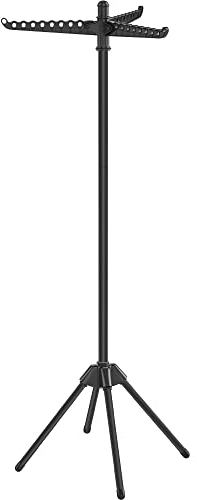 SONGMICS Wäscheständer, Standtrockner, 3 drehbare Arme für Kleiderbügel, 4 Beine, klappbar, für Innenbereich, Edelstahl, für Kleidung und Socken, 150 cm hoch, schwarz LLR510B01
