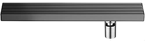Generisch Linearer Duschablauf mit Haarsieb, gebürsteter rechteckiger Duschbodenablauf aus SUS304 mit Abnehmbarer Abdeckung, Bodenablauf für Küche, Waschraum, Garage und Keller, schwarz (Grö