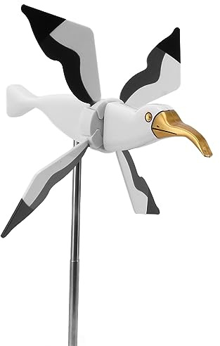 TOPINCN Adorno de molino de viento de gaviota para jardín de vacaciones, decoraciones, carillón de viento para jardín trasero, atrapasueños Whirligig para jardín al aire libre, esculturas de viento