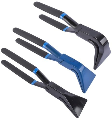 Hopzty 3tlg 0° 45° 90° Falzzange Gerade Abgewinkelt Abkantzange Blechzange Maulbreite 60 mm - Bewährtes Dachdeckerwerkzeug (Blau & Schwarz)