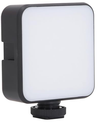 LED Videoleuchte, 1200 MAh Wiederaufladbare, Montierbare Kameraleuchten, 2500 Bis 9000 K Taschen Kameraleuchte, Fotobeleuchtung mit 3 Kaltschuhhalterungen für Vlogging Aufnahmen