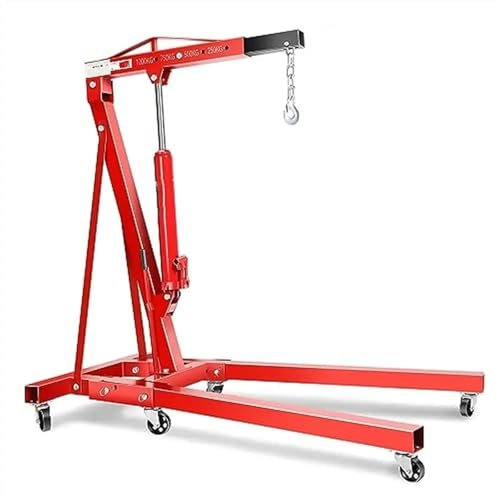 Cabrestante Eléctrico Grúa de elevación de motor hidráulico plegable, reparación de automóviles, grúa de taller de 1 tonelada con ruedas y 4 posiciones ajustables Polipasto Eléctrico