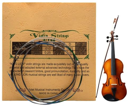 Komplett uppsättning violinsträngar, ersättning för violinsträngar | Rika tonsträngar i massivt stål för instrument, violinsträngar för violininstrument