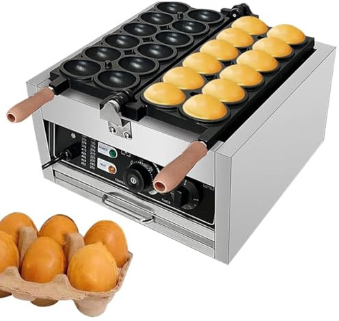 Máquina para hacer gofres con forma de huevo comercial, máquina eléctrica para hacer pasteles de huevo con 12 orificios, máquinas para hacer gofres con burbujas para pasteles a 50-250 ° C, placas recu