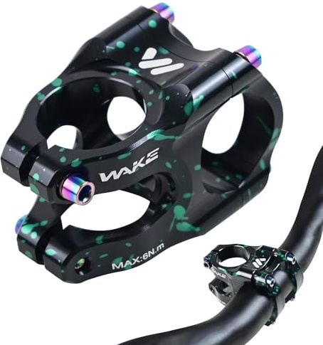 ROADNADO Potencias MTB 31,8mm Vástago de Manillar 35mm Potencia MTB Corta Aleación de Aluminio CNC Potencia Ligera para MTB, BMX, Bicicleta de Montaña, Bicicleta de Carretera (Verde Negro-Camuflaje)