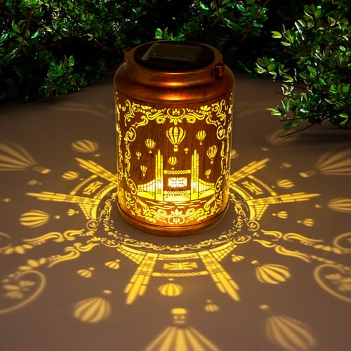 Mothers Days Gifts for Mum, London Tower Bridge Garden Ornaments Outdoor Solar Lantern, Unique Birthaday Gifts for Women Grandma, Metal Solar Lanterns for The Garden for Yard, Patio, Backyard, Porch