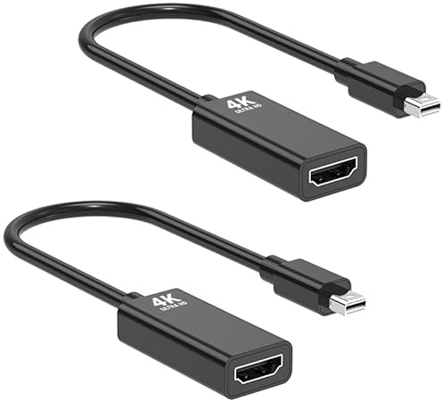Arvitek 4K Active Mini DisplayPort to HDMI Adapter, 4K@60Hz, High Speed Uni-Directional Mini DP to HDMI Adapter, Thunderbolt 1&2 to HDMI for MacBook, Monitor, Plug & Play, 2 Pack