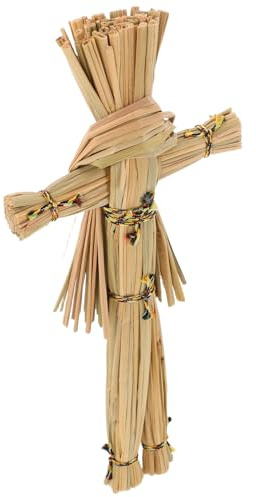 Angoily Muñeco Espantapájaros de Paja para Halloween y Decoración Otoñal Figura de Espantapájaros Vintage Compacta para Jardín y Festivales de Otoño Adorno Espeluznante para Acción de