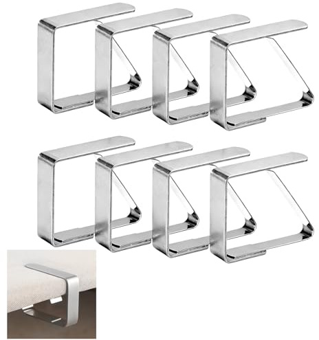 GifBasg 8 Clips Sujeta Manteles en Acero Inoxidable, Ideal para Mesas de 1-3 cm de Grosor, Hogar, Fiestas, Picnics y Eventos al Aire Libre, sujeta manteles, sujeta manteles de Mesa Exterior