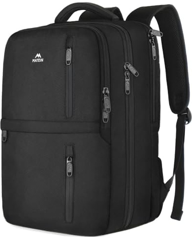 MATEIN Carry on Backpack, 40L Flight Approved Large Travel Laptop Backpack, 17 Inch Water Resistant Luggage Computer Daypack College Weekender Overnight Bag for Men & Women, Black