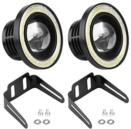 Luces antiniebla Qiilu LED antiniebla Faros Delanteros 3200lm Ojo de ángel 1 par con kit de montaje (3.5'')