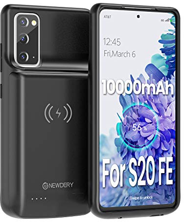 NEWDERY Akku-Schutzhülle für Galaxy S20 FE 10000 mAh, kabellos, Qi und Schnellladung für Android Auto unterstützt, tragbare Ladehülle kompatibel mit S20 FE (6,5 Zoll)