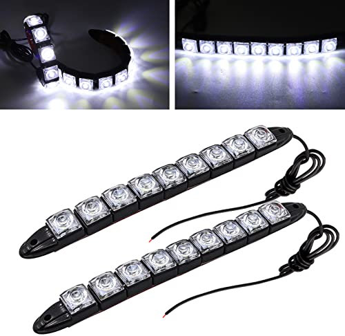 Biqing 2PCS Feux de Jour LED Voiture,Universal 9LED Bandes Feux Diurnes Flexibles 12V Feux de Circulation Diurnes DRL Feux de Position pour Voitures/Camions/Bateaux