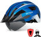 VICTGOAL Fahrradhelm Herren Damen MTB Helm mit Abnehmbarer Magnetische Schutzbrille Visier Atmungsaktiv mit 21 Belüftungskanäle Radhelm Einstellbare Fahrradhelme (M: 54-58cm, Metalblau)