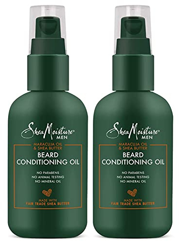 SheaMoisture Beard Conditioning Oil for Men, Beard Oil with Coconut Oil, Olive Oil, Maracuja Oil & Shea Butter to Moisturize & Soften, Beard Conditioner & Detangler, Pack of 2-3.2 Fl Oz Ea