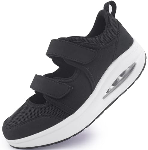 Womens Trainers Breathable Nurse Work Shoes Non-Slip Adjustable Comfortable Walking Running Casual Nursing Orthotic Lightweight Shoes Arthritis, Diabetes, Plantar Fasciitis Red UK-8