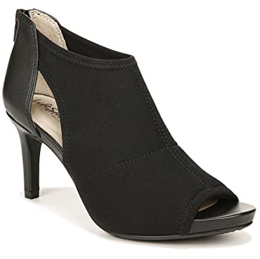 LifeStride Womens Mod Cutout Peeptoe Heeled Sandals Black 9.5 W