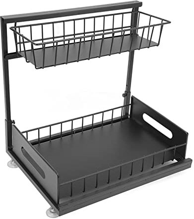 Organisateurs Et Rangements Sous évier, Organisateur D'armoires Sous évier à 2 Niveaux Avec Panier D'armoire Coulissant, Support De Rangement Coulissant Polyvalent Pour la Maison, la Salle De Bain
