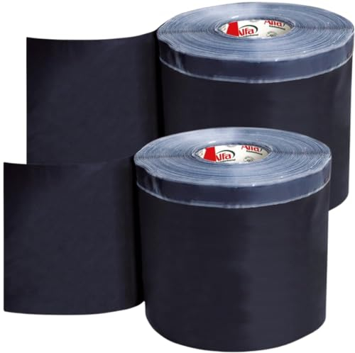 Alfa 2x EPDM-Folie 150 mm x 20 m schwarze Dichtfolie aus EPDM-Kautschuk mit einseitigem Butyl-Streifen zur äußeren Abdichtung von Fenster- und Türelementen