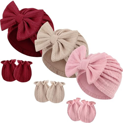 DRESHOW Sombreros y Gorras y Guantes para Bebé Recién Nacido Bebé Beanie Sombrero para Bebés Niñas Niños Gorros 0-6 Meses