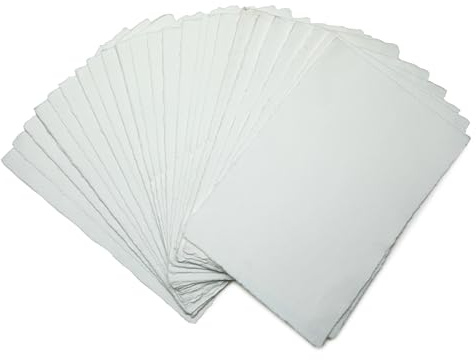 Carta in cotone da 400 g/m² con bordo a sbalzo, priva di acidi, ecologica, perfetta per acquerelli, disegni, schizzi e calligrafia (confezione da 25 fogli) (29,7 x 21 cm (A4))