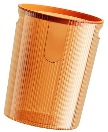 Bote De Basura De Plástico, Pequeño Cesto De Basura Bote De Basura Transparente Cesto De Basura De Plástico Bote De Basura Redondo Naranja Contenedor De Basura Para Baño Dormitorio Sala De Estar Cocin