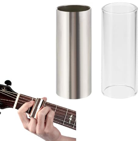 Guitar Slide 2Pcs Slide Guitar Stainless Steel and Glass Guitar Accessories,Durable guitar slider for Electric Guitar,Guitar & Gear Accessories