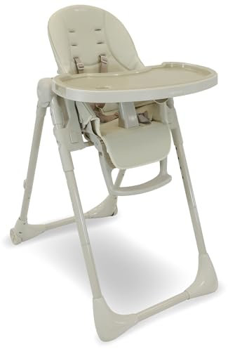 My Babiie MBHC9 Highchair from Birth – Newborn to 3 Years (15kg), Adjustable, 5 Recline Positions, 7 Height Settings, Removable Tray, Padded Seat, Foldable, Chair for Baby & Toddler – Oatmeal