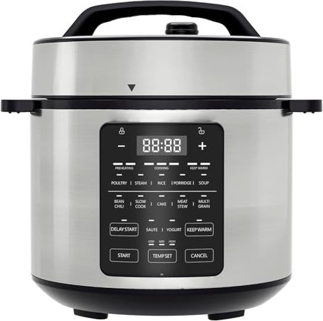 OLIXIS Electric Pressure Cooker 6 Quart Stainless Steel Multi Cooker Electric for Pressure 12-in-1 Rice, Steamer, Yogurt Maker, Slow Cook,Meat Stew, Cake, Porridge, Multigrain