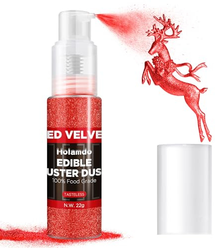 Ätbart glitterspray röd och färgtonande 22 g – livsmedel ätbart glitter för drycker, smaklös ätbart glitterpulver, livsmedelsspray för tårtdekoration, fondant, cocktails, dryckesdekor