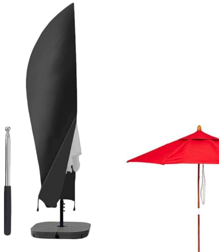 Funda Sombrilla,Funda Protectora para Parasol,Funda Sombrilla Exterior Impermeable,Funda para Sombrilla Jardin,Fundas Parasols para Playa con Varilla,Tela Funda Protectora con Varilla