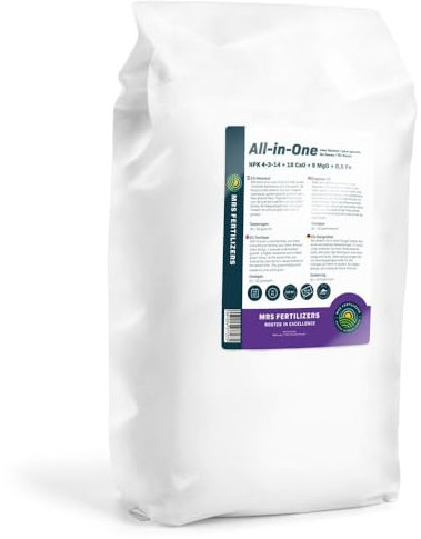 All-In-One : engrais gazon anti mousse avec chaux - 20 kg : 500 m² - avec du magnésium pour un gazon vert foncé - utilisation à l'année