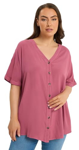 Yours Curve Chambray Button Through Blouse - Women's - Plus Size Curve