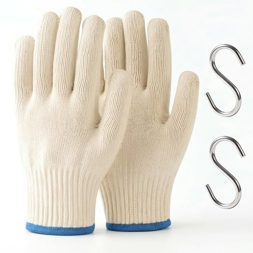 2 Pcs Heat Resistant Oven Gloves, Non-Slip Kitchen Oven Gloves with Fingers | Reusable Flexible Heat Proof gloves, Full Hand Protection, Oven Mitts for BBQ Cooking Baking Grilling