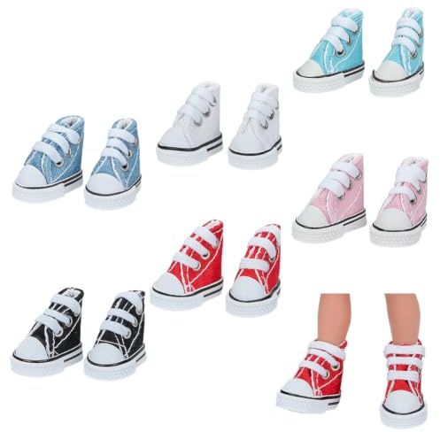 NBEADS 6 par de Zapatos para Mini Muñecas En 6 colores, Mini Muñecas, Zapatillas de Lona, Zapatos para Muñecas, Accesorios para Vestir Muñecas, Conjuntos de Zapatos, Repuestos, Tamaño Mezclado