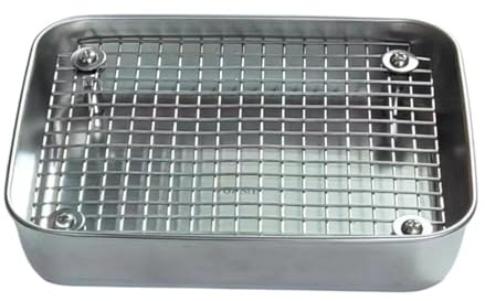 Chinchilla Litter Toilet Toilette pour Rongeurs Plateau d'Entraînement Grille Amovible Silicone Antidérapant Acier Inoxydable Adapté Cage Animaux, L Silver