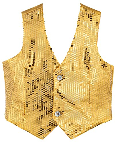 Dress Up America Gilet À Paillettes Dorées pour Adulte - Gilet De Danse Brillant pour Adultes - Costume De Fête pour Homme