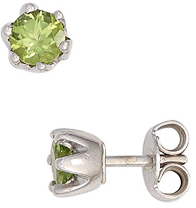 Jobo Damen-Ohrstecker aus 925 Sterling Silber mit Peridot Rund