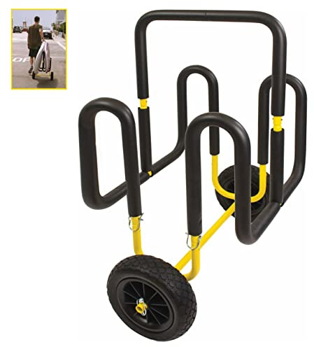 Suspenz Double SUP Transport Cart with Airless Wheels, Carrier/Trolley for 2 Stand Up Paddle Boards & Surfboards, Yellow (22-9934)