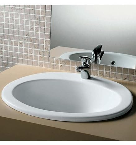 Hatria - Lavabo Ovaline para empotrar sobre encimera monoagujero Vanity Arredo Art.Y6710-60 cm, blanco
