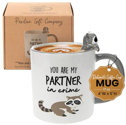 You Are My Partner In Crime - Raccoon Gray 17oz Dolomite Coffee Cup Mug