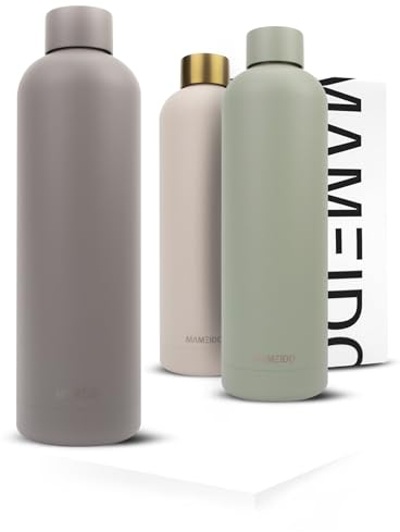 MAMEIDO Thermosflasche 750 ml, auslaufsichere Trinkflasche Edelstahl, Kohlensäure geeignet, BPA frei, Isolierflasche 12h heiß & 24h kalt (Taupe Grey)