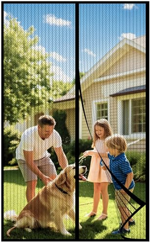 Flugskärm, magnetdörr, balkongdörr, insektsskydd, fluggardin, magnetisk dörr, gardin, dörr, altandörr, insektsgaller, lamellgardin, magnetisk gardin (90 x 230 cm, svart)