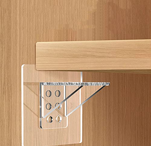 Guidre Soporte de plástico autoadhesivo,V.20 Versión actualizada soportes estantes adhesivos,soporte balda adhesivo divisor transparente,perforado,Talla única,para armarios o estanterías (12 Piezas)