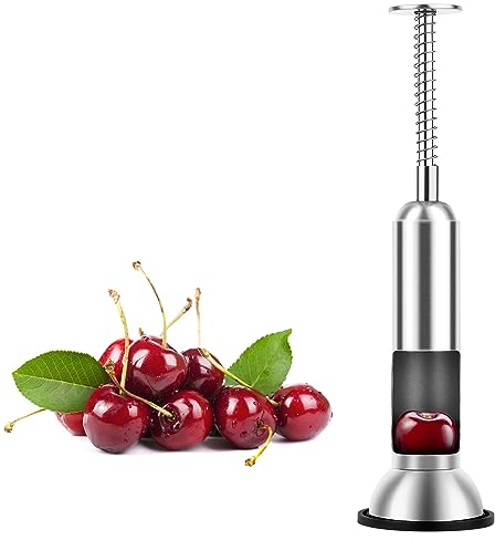 Premium Kirschentkerner - Kirschensamenentferner aus 304 Edelstahl, langlebiger Fruchtkernentferner, Presswerkzeug für mühelose Entfernung der Kerne und arbeitssparende Nutzung.