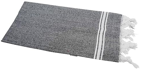 my Hamam, Saunatuch Hamamtuch, Handtuch schwarz weiß m. Fransen, ca. 80x175 cm für Wellness, Hamam und Sauna Bahar Style