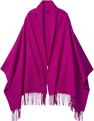 PFLife Bufanda de Cachemira Femenina 80'' x 27'' Bufanda de Regalo Femenina Pashmina Chal Suave y Cálida en Invierno Envuelta (A-Fucsia)