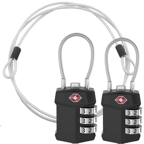 Newace TSA Kofferschlösser Schloss 3-stelliges Kabelschloss Kombinationsschlösser Vorhängeschloss Reiseschloss Gepäckschloss mit Zinklegierung