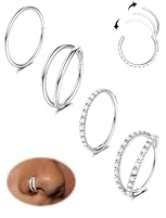Dochais 4 st 18 g näsringar ringar, kirurgiska stålörhängen, tragus septum piercing CZ klicker septum ring gångjärn segment septum snäcka läpp helix brosk dubbla ringar 8 mm 10 mm för kvinnor män | CZ Clicker ring segmentring conch läpp brosk dubbel näsring ring ring ring 8 mm 10 mm för kvinnor män silver guld